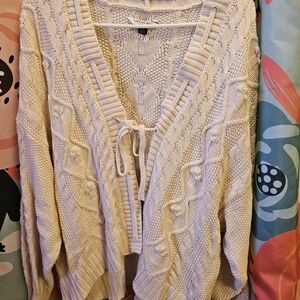 American Eagle Outfitters Cream Cable Knit Cardigan